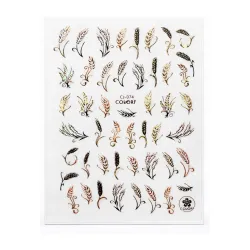 Naklejki na paznokcie kłosy i trawy – złota folia – CJ-074